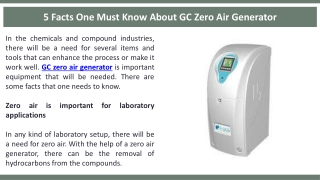 5 Facts One Must Know About Gc Zero Air Generator