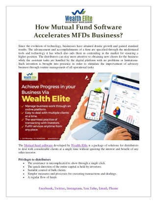 How Mutual Fund Software Accelerates MFDs Business