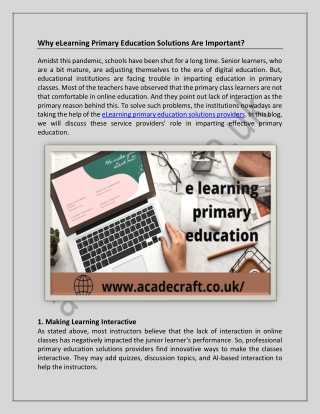 Engage Young Learners with E Learning Primary Education