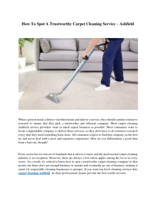 How To Spot A Trustworthy Carpet Cleaning Service – Ashfield