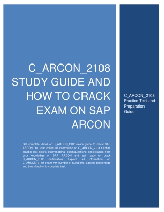 C_ARCON_2108 Study Guide and How to Crack Exam on SAP ARCON