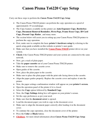 Ultimate Guide to Canon Pixma Ts6220 Copy Setup | Tech Support
