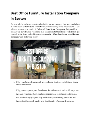 Best Office Furniture Installation Company in Boston