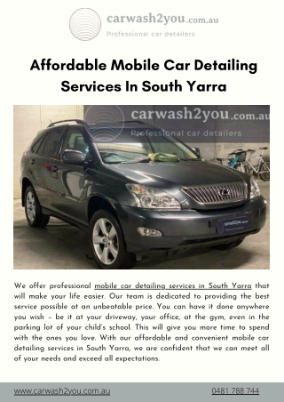 Affordable Mobile Car Detailing Services In South Yarra