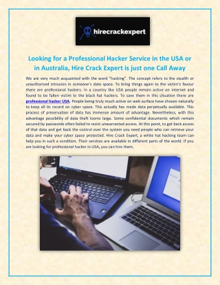 Looking for a Professional Hacker Service in the USA or in Australia