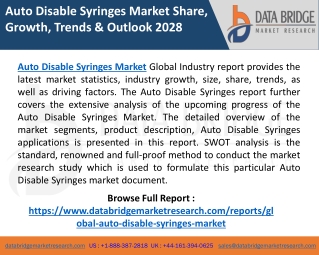 Auto Disable Syringes Market Various Strategies to Lead Market, Global Demands
