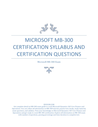 Microsoft MB-300 Certification Syllabus and Certification Questions