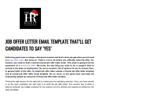 Job Offer Email Template - The HR Digest