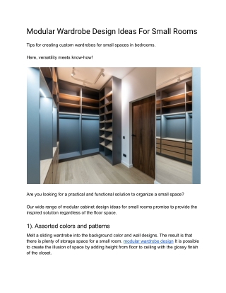 Modular Wardrobe Design Ideas For Small Rooms
