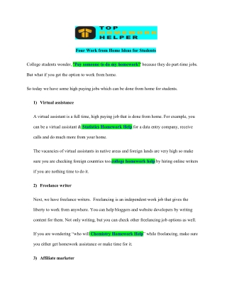 Four Work from Home Ideas for Students