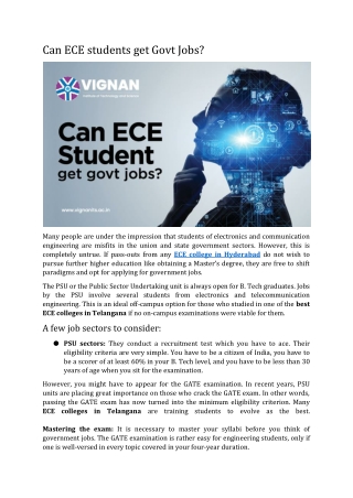 Can ECE students get Govt Jobs