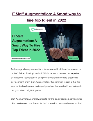 IT Staff Augmentation_ A Smart way to hire top talent in 2022_Chapter247infotech