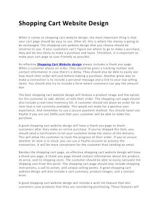 Shopping Cart Website Design