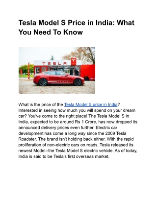 Tesla Model S Price in India