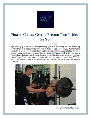 How to Choose Gym in Preston That Is Ideal for You