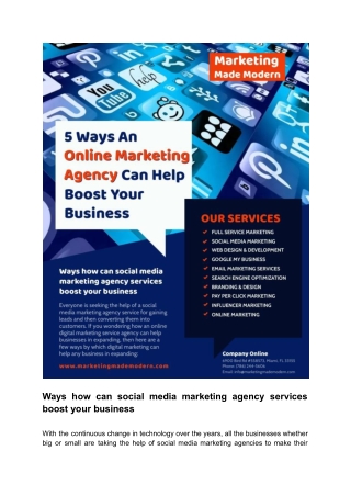 Ways how can social media marketing agency services boost your business