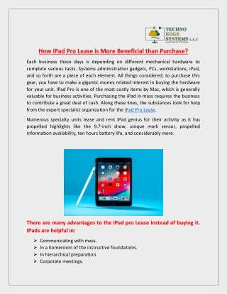 How iPad Pro Lease is More Beneficial Than Purchase?