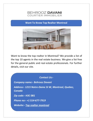 Want To Know Top Realtor Montreal