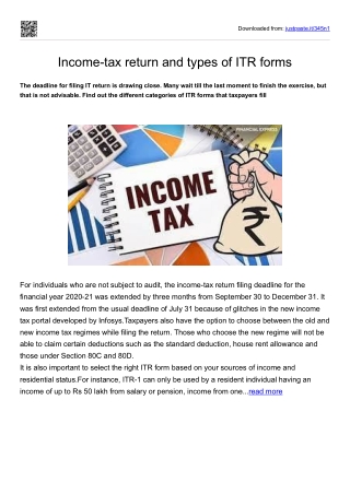 Income-tax return and types of ITR forms