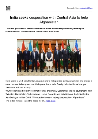 India seeks cooperation with Central Asia to help Afghanistan