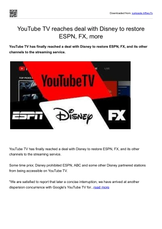 YouTube TV reaches deal with Disney to restore ESPN, FX, more