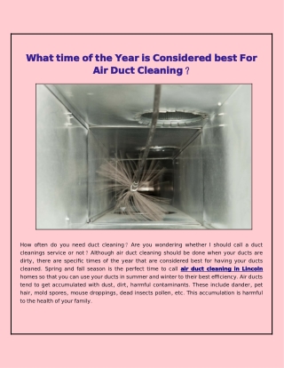 What Is the Best Time for Air Duct Cleaning?