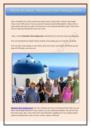 Know all about  Santorini wine tasting tours