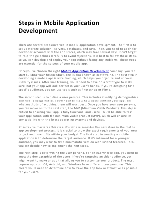 Steps in Mobile Application Development