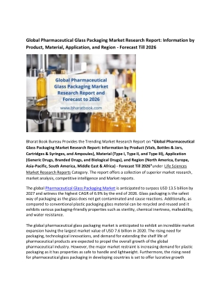 Global Pharmaceutical Glass Packaging Market Research Report 2021-2026