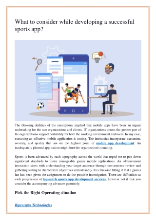 What to consider while developing a successful sports app