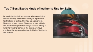 Top 7 Best Exotic kinds of leather to Use for Belts