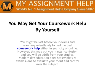 You May Get Your Coursework Help By Yourself