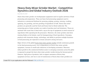 Heavy Duty Mixer Grinder Market - Competitive Dynamics and Global Industry Outlo