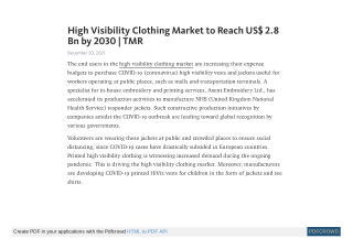 High Visibility Clothing Market to Reach US$ 2.8 Bn by 2030