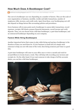 How Much Does A Bookkeeper Cost