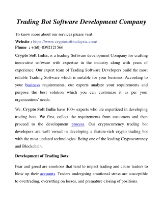Trading Bot Software Development Company