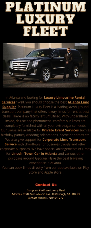 Chauffeur Luxury Limo Rentals Service in Atlanta