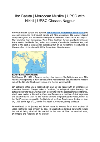 Ibn Batuta | Moroccan Muslim | UPSC with Nikhil | UPSC Classes Nagpur