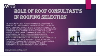 Role of Roof Consultant's in Roofing Selection