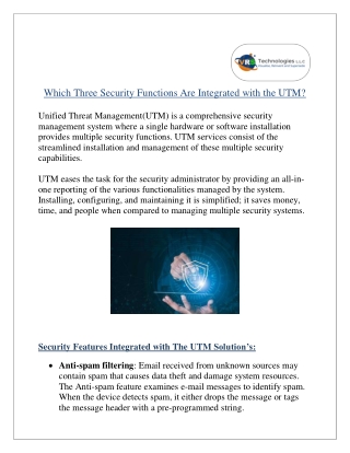 Which Three Security Functions are Integrated with the UTM?