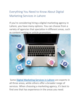 Everything You Need to Know About Digital Marketing Services in Lahore