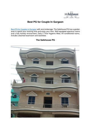 Best PG for Couple In Gurgaon