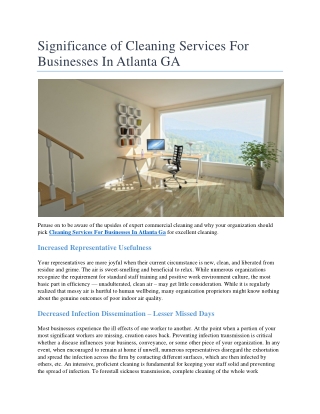 Significance of Cleaning Services For  Businesses In Atlanta GA