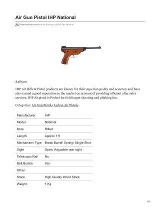 Air Gun Pistol IHP National