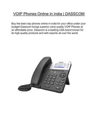 VOIP Phones Online in India | DASSCOM