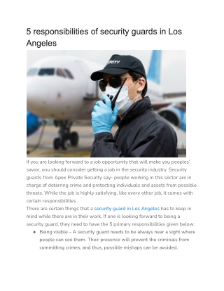 5 responsibilities of security guards in Los Angeles