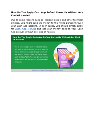 How Do You Apply Cash App Refund Correctly Without Any Kind Of Hassle