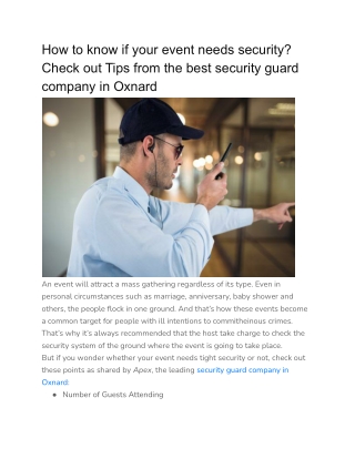 How to know if your event needs security