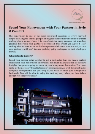 Honeymoon Hotel in Mcleodganj
