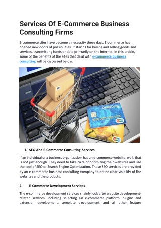 Services Of E-Commerce Business Consulting Firms